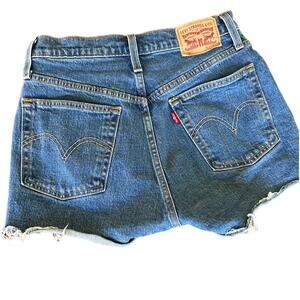 Levi's 501 Medium Wash Cut Off Denim High Rise Button Fly Shorts 26